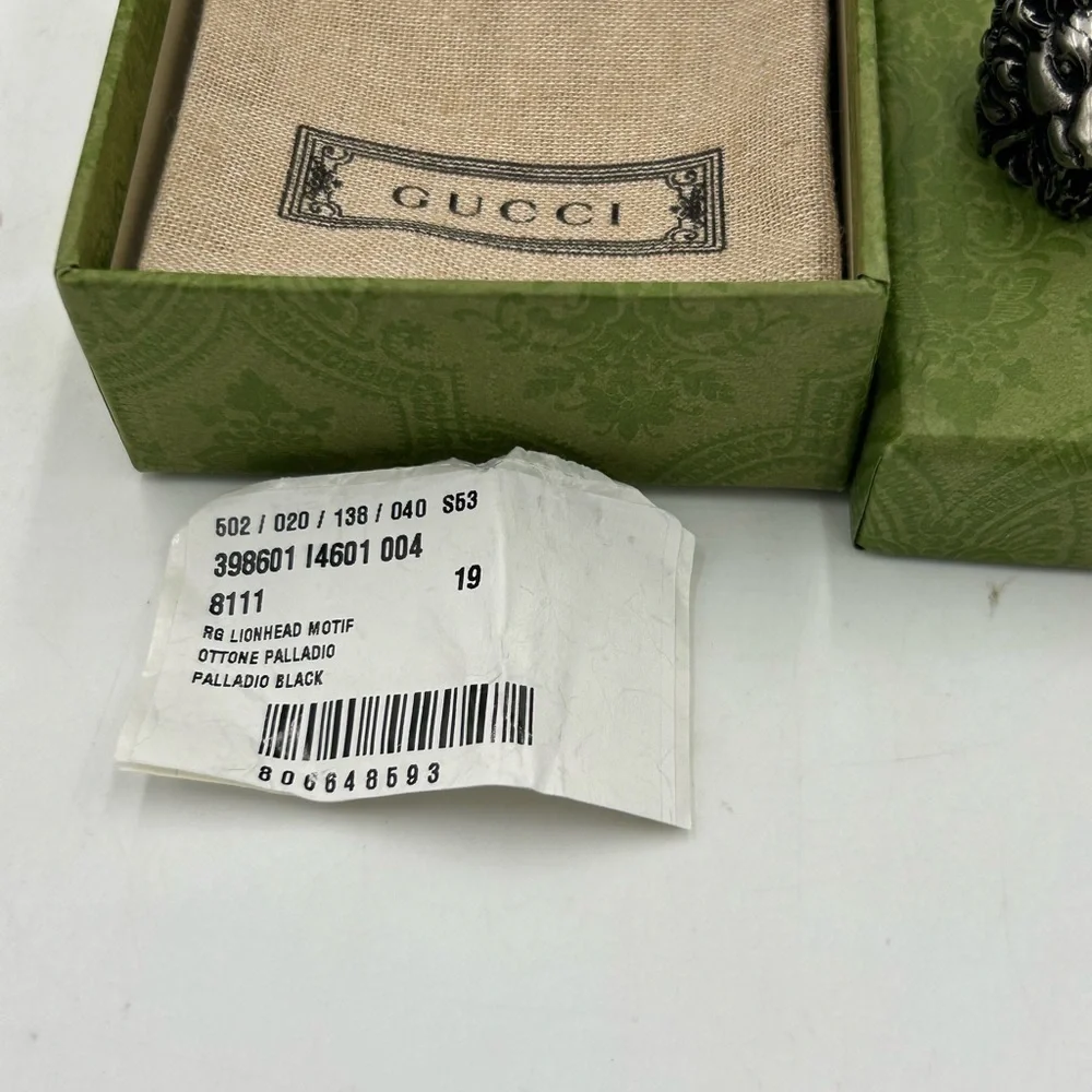Gucci Lionhead motif ring in silver made in Italy size 8.5